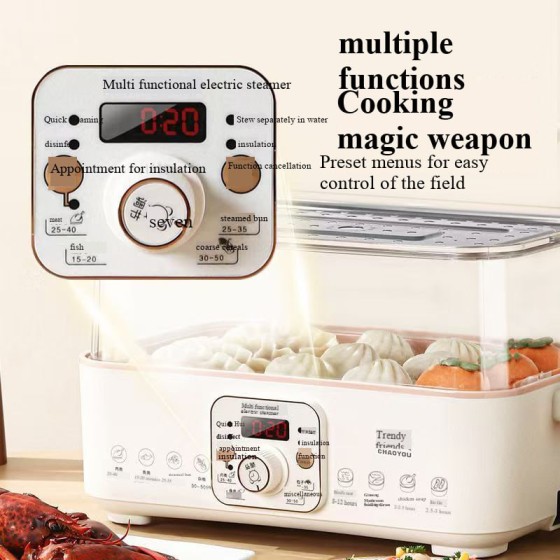 BUYDEEM G553 5-Quart Electric Food Steamer for 2-4 Servings, One Touch Vegetable Steamer for Cooking, Digital Multifunctional Steamer, Quick Steam, Stainless Steel Steamer Tray, No...