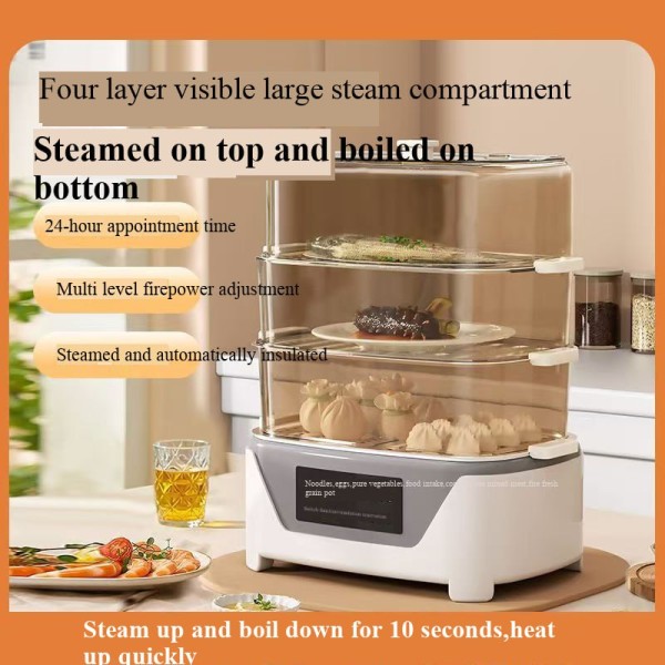 Hamilton Beach Digital Electric Food Steamer & Rice Cooker for Quick, Healthy Cooking for Vegetables and Seafood, Stackable Two-Tier Bowls, 5.5 Quart, Black & Stainless Steel