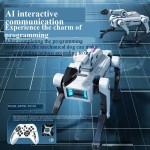 AI Intelligent Robot Dog, Programmable Interactive Puppy with Voice Control, 2.4G Remote, App Control, Multiple Actions for Kids Adults, Singing Dancing Greeting (Grey)